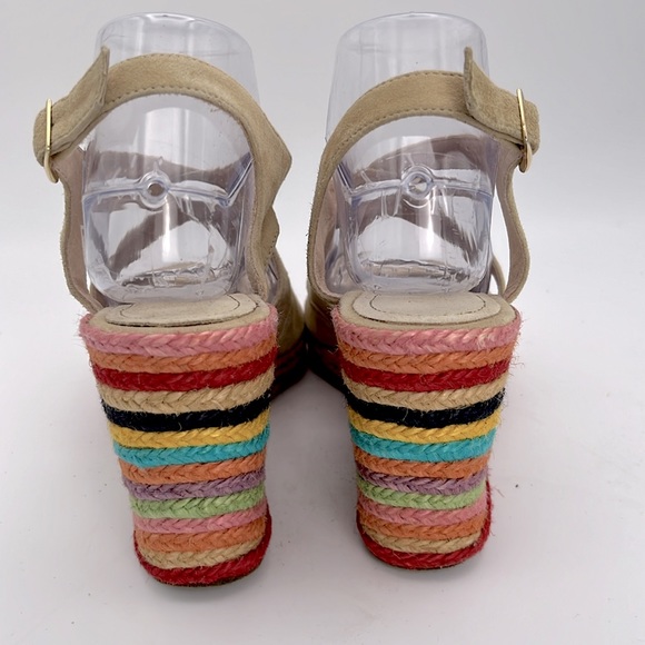 PALOMITAS by‎ paloma women’s Rainbow stripes wedge suede leather sandals size 10 - Picture 4 of 10
